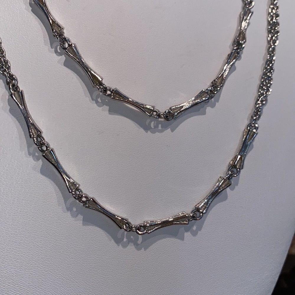 Vintage Monet Silver Double Strand Chain 54” - Picture 3 of 6